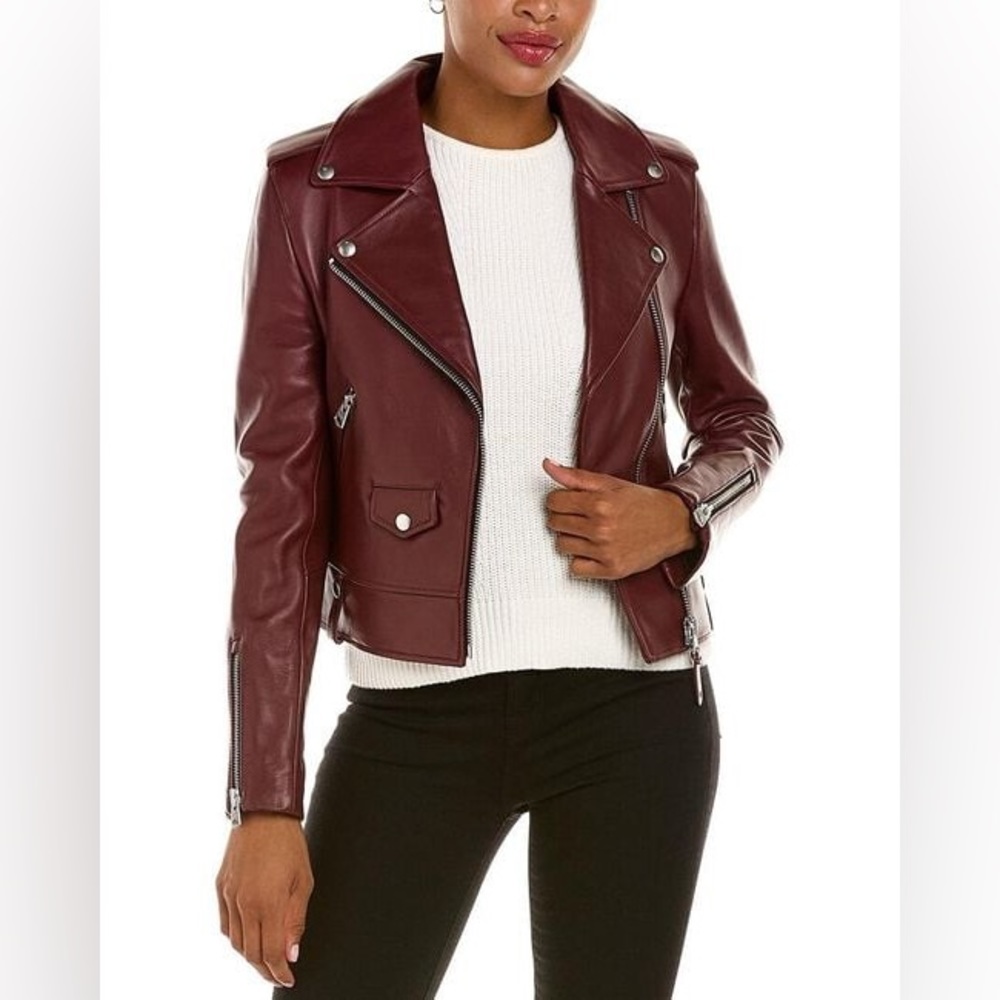 Mackage Red Baya-r Leather Moto jacket